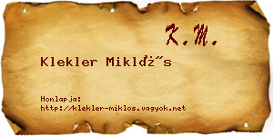 Klekler Miklós névjegykártya